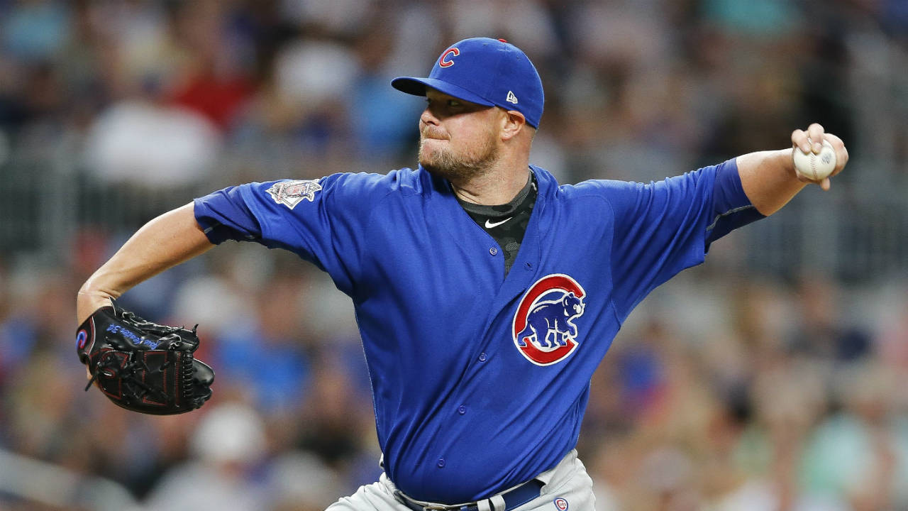 Chicago-Cubs-starting-pitcher-Jon-Lester-works-during-the-first-inning-of-the-team's-baseball-game-against-the-Atlanta-Braves-on-Monday,-July-17,-2017,-in-Atlanta.-(John-Bazemore/AP)