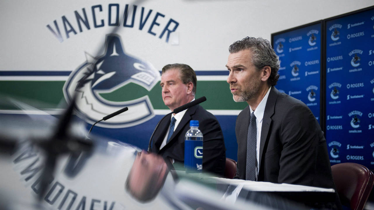 Vancouver-Canucks-general-manager-Jim-Benning-(left)-and-Trevor-Linden,-president-of-hockey-operations.-(Jimmy-Jeong/CP)