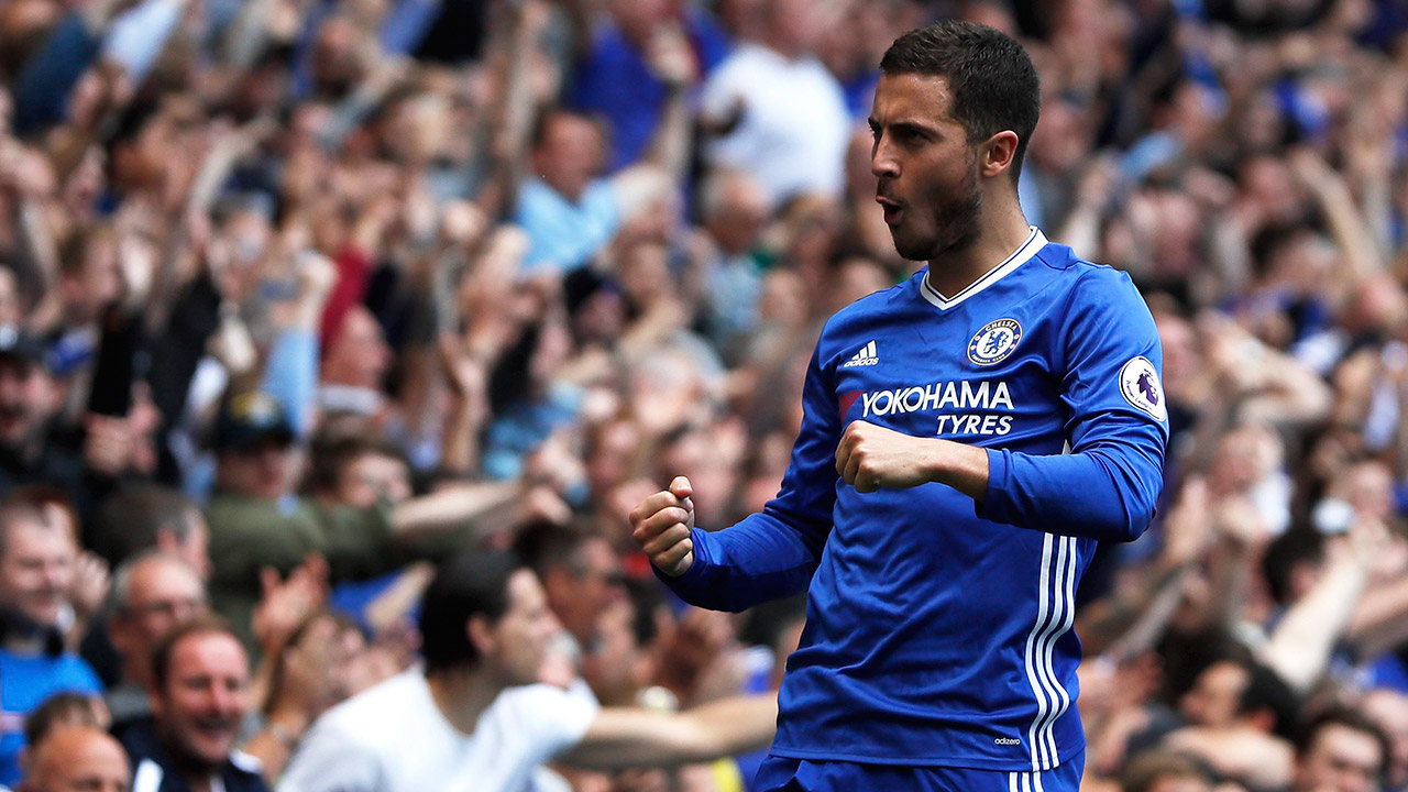 Chelsea's-Eden-Hazard-celebrates-after-scoring.-(Kirsty-Wigglesworth/AP)
