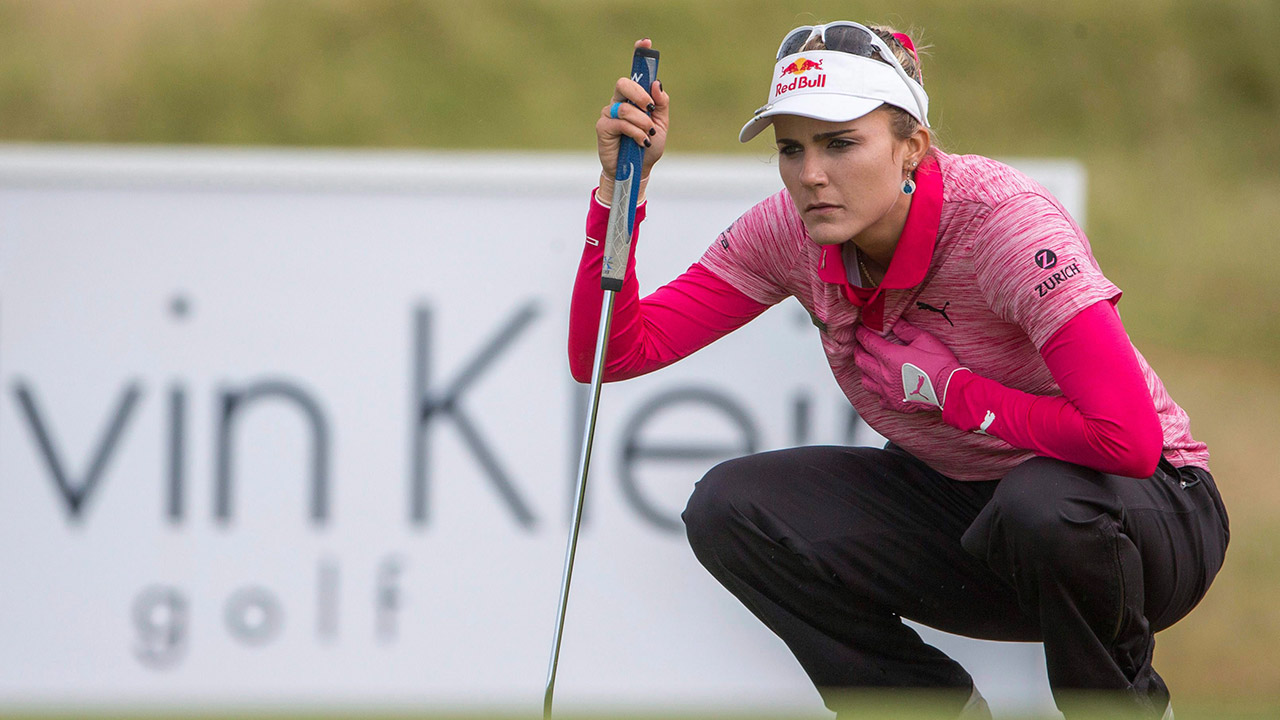 USA's-Lexi-Thompson-lines-up-her-putt-on-the-8th-green.-(Kenny-Smith/AP)