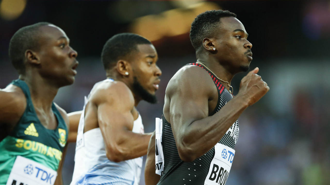 South-Africa's-Clarence-Munyai,-Britain's-Nethaneel-Mitchell-Blake-and-Canada's-Aaron-Brown,-from-left,-compete-in-a-Men's-200m-first-round-heat-during-the-World-Athletics-Championships-in-London-Monday,-Aug.-7,-2017.-(Alastair-Grant/AP)