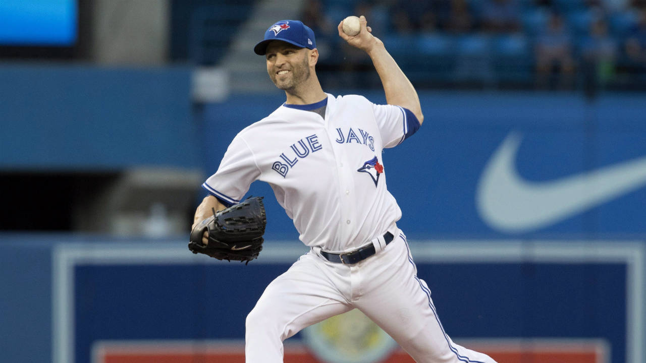 Toronto-Blue-Jays-starting-pitcher-J.A.-Happ-throws-against-the-Los-Angeles-Angels-during-the-first-inning-of-their-American-League-MLB-baseball-game-in-Toronto-on-Friday,-July-28,-2017.-(Fred-Thornhill/CP)