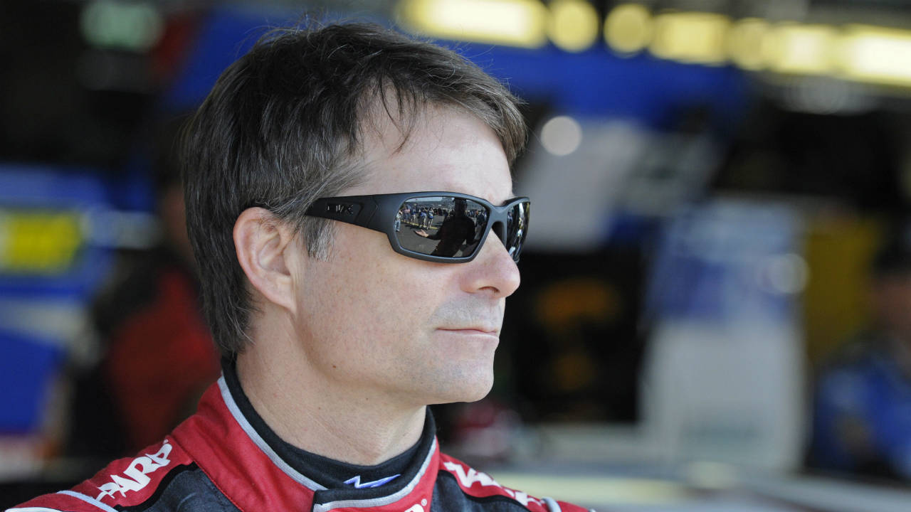 Jeff-Gordon-looks-from-the-garage-area-before-a-NASCAR-Sprint-Cup-series-auto-race-practice-at-Darlington-Speedway-in-Darlington,-S.C.,-Friday,-April-11,-2014.-(Mike-McCarn/AP)