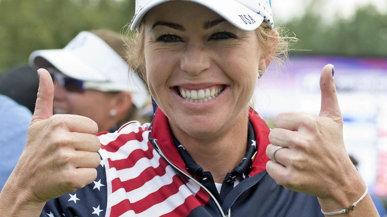 In-this-Sept.-20,-2015,-file-photo,-Paula-Creamer-celebrates-at-the-Solheim-Cup-golf-tournament-in-St.-Leon-Rot,-southern-Germany,-after-defeating-Germany's-Sandra-Gal.-After-making-the-U.S.-team-for-the-Solheim-Cup-six-times-in-a-row,-Paula-Creamer-lost-her-spot.-But-captain-Juli-Inkster-gave-Creamer-a-reprieve-as-an-alternate,-and-she'll-head-into-this-weekend's-tournament-looking-to-find-her-game-again.-(Jens-Meyer,-File/AP)