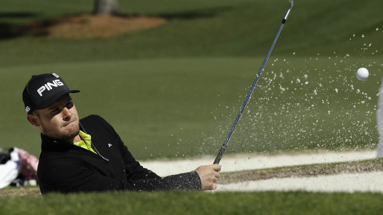 Tyrrell-Hatton-of-England,-hits-from-a-bunker-on-the-seventh-hole-during-the-second-round-of-the-Masters-golf-tournament-Friday,-April-7,-2017,-in-Augusta,-Ga.-(David-J.-Phillip/AP)