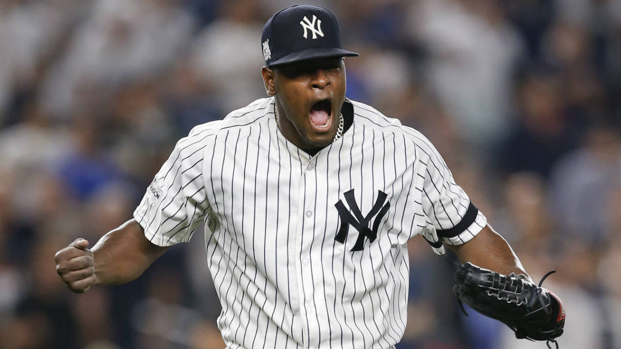 New-York-Yankees-pitcher-Luis-Severino-reacts-at-the-end-of-the-top-of-the-seventh-inning-against-the-Cleveland-Indians-in-Game-4-of-baseball's-American-League-Division-Series,-Monday,-Oct.-9,-2017,-in-New-York.-(Kathy-Willens/AP)