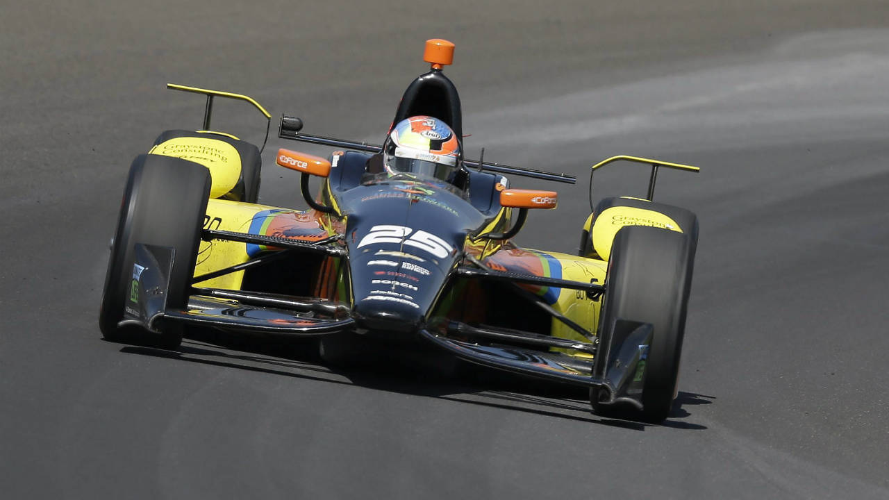 Stefan Wilson, of England, drives through turn one during the final practice session for the Indianapolis 500 auto race at Indianapolis Motor Speedway in Indianapolis, Friday, May 27, 2016. (Michael Conroy/AP)