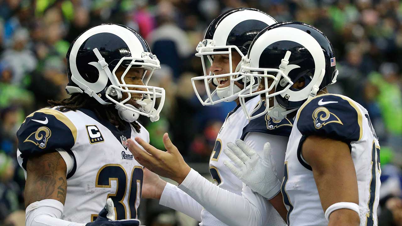 Los-Angeles-Rams-Todd-Gurley,-Jared-Goff-and-Robert-Woods