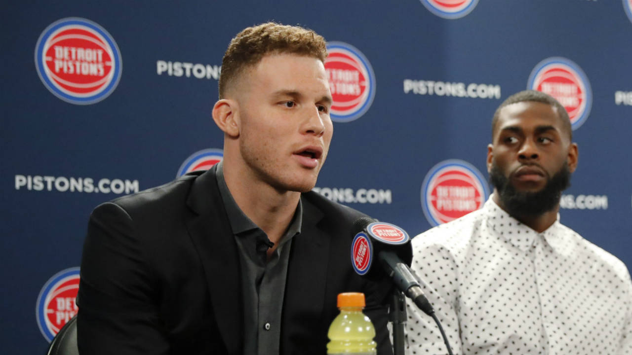 Detroit-Pistons'-Blake-Griffin,-from-left,-Willie-Reed-and-Brice-Johnson-talk-about-their-new-NBA-basketball-team-to-the-media-in-Auburn-Hills,-Mich.,-Wednesday,-Jan.-31,-2018.-(Paul-Sancya/AP)