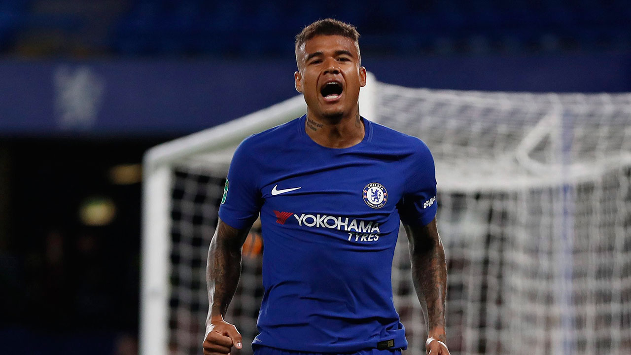 Chelsea's-Kenedy-celebrates-scoring-a-goal-during-the-English-League-Cup-soccer-match-between-Chelsea-and-Nottingham-Forest-at-Stamford-Bridge-stadium-in-London,-Wednesday,-Sept.-20,-2017.-(Kirsty-Wigglesworth/AP)