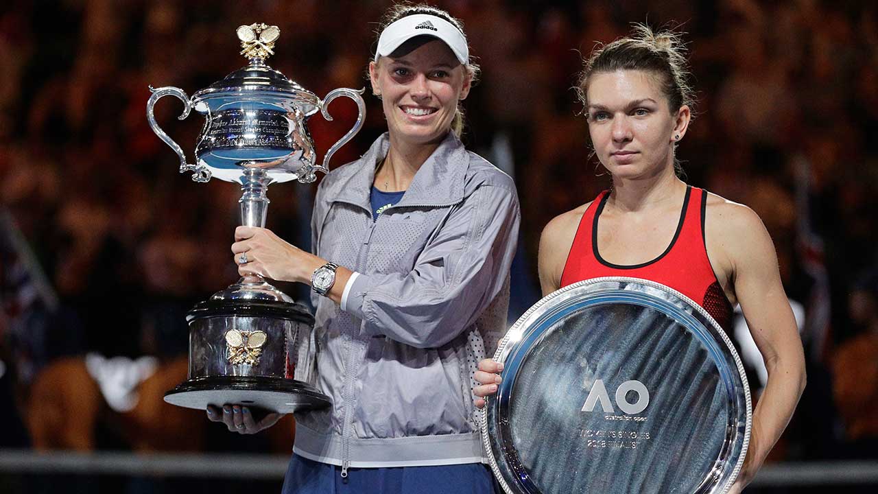 Denmark's-Caroline-Wozniacki;-Romania's-Simona-Halep