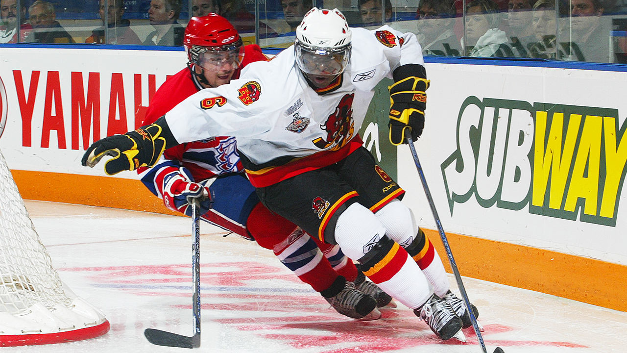 P.K.-Subban-of-the-Belleville-Bulls-carries-the-puck-around-the-net-in-a-Memorial-Cup-Championship-game-against-the-Spokane-Chiefs-in-2008.