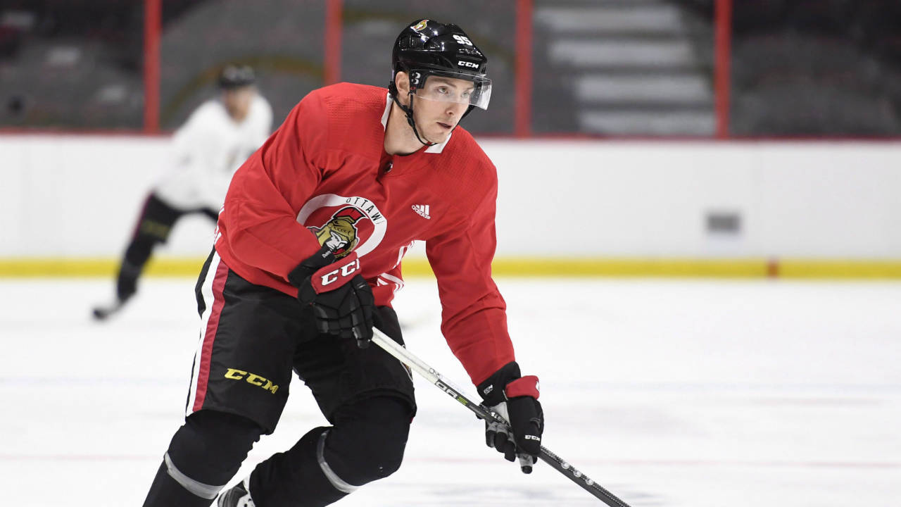 Senators-centre-Matt-Duchene-skates-during-his-first-practice-after-being-traded-from-the-Colorado-Avalanche-in-Ottawa,-Monday-November-6,-2017.-Duchene-was-traded-to-the-Senators-in-a-three-team-deal-that-sent-centre-Kyle-Turris-to-the-Nashville-Predators.-(Justin-Tang/CP)
