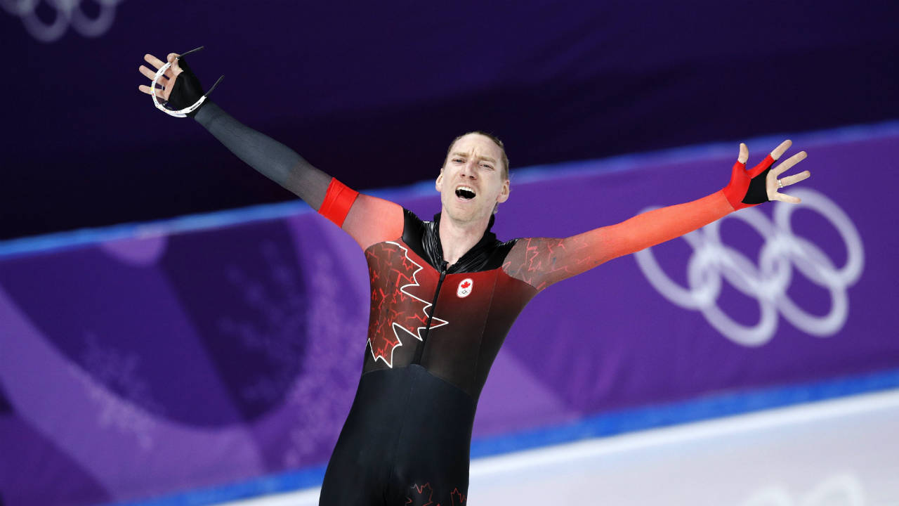 Ted-Jan-Bloemen-of-Canada-reacts-after-setting-a-new-Olympic-record-breaking-the-one-that-Jorrit-Bergsma-of-The-Netherlands-set-in-the-previous-race-of-the-men's-10,000-meters-speedskating-race-at-the-Gangneung-Oval-at-the-2018-Winter-Olympics-in-Gangneung,-South-Korea,-Thursday,-Feb.-15,-2018.-(Vadim-Ghirda/AP)