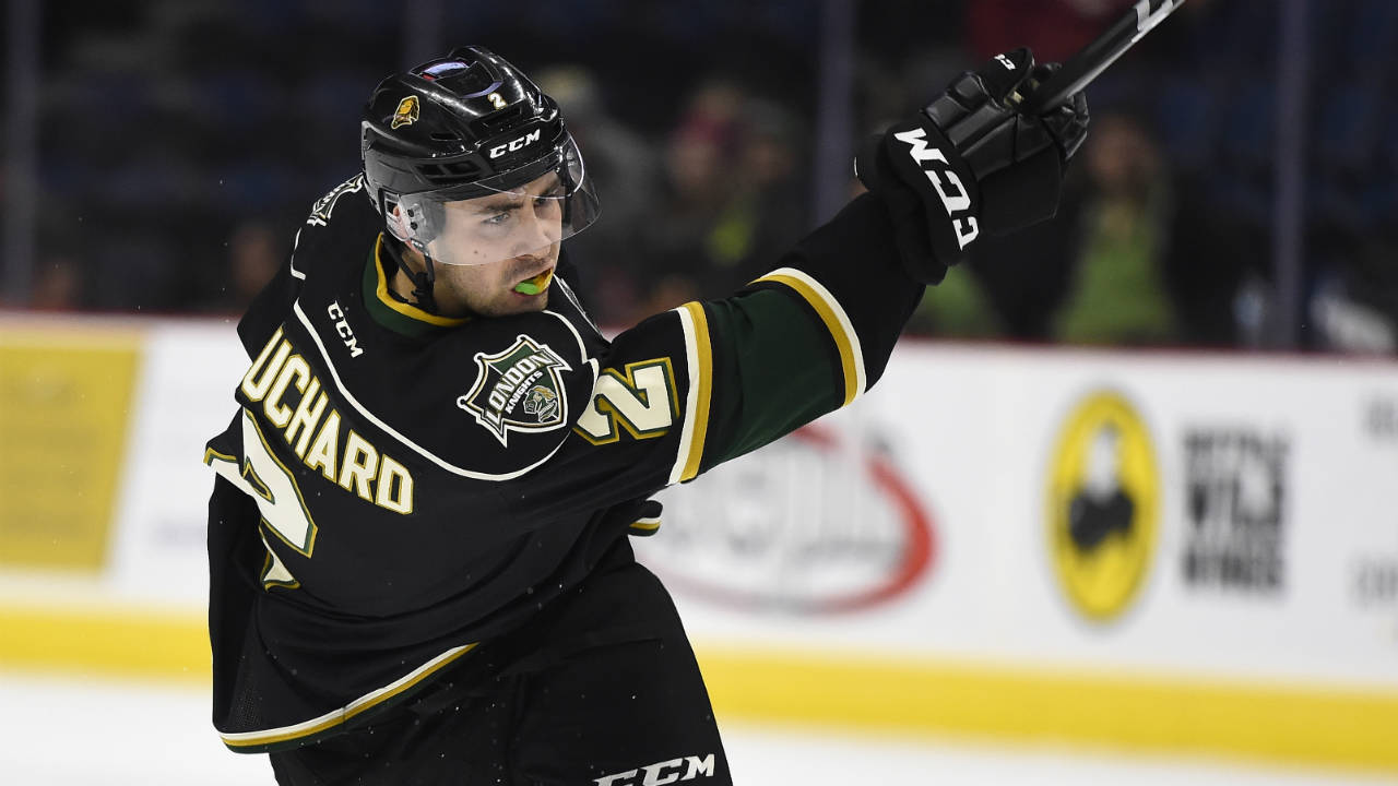 London-Knights-defenceman-Evan-Bouchard.-(Aaron-Bell/OHL-Images)