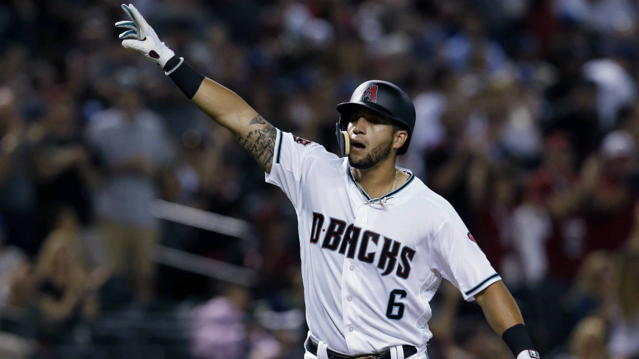 Arizona-Diamondbacks-David-Peralta-reacts-after-hitting-a-solo-home-run-in-the-third-inning-during-a-baseball-game-against-the-Los-Angeles-Dodgers,-Tuesday,-April-3,-2018,-in-Phoenix.-(Rick-Scuteri/AP)