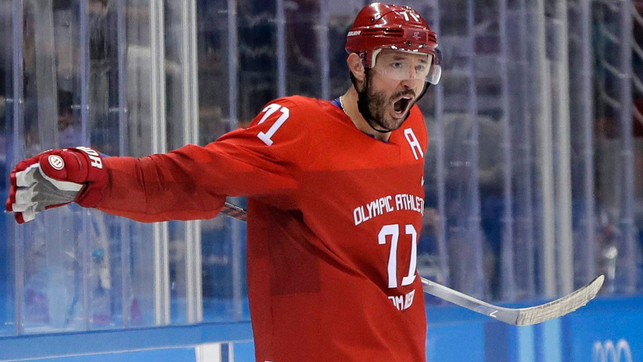 Ilya-Kovalchuk-celebrates-a-goal-as-a-member-of-the-Olympic-Athletes-From-Russia-team.
