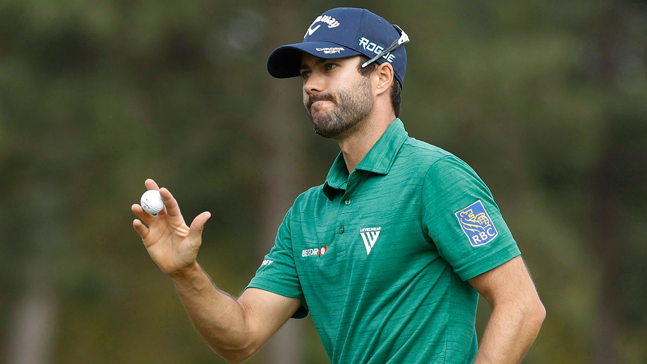 Golf-Adam-Hadwin-reacts-after-birdie