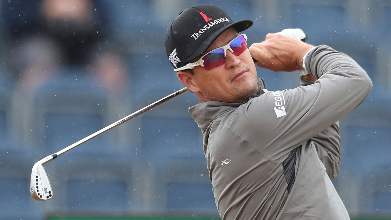 Zach Johnson of the US plays off the 3rd tee during the second round of the British Open. (Jon Super/AP)