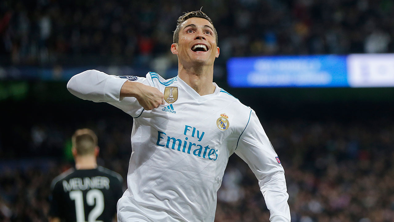 Soccer-Ronaldo-celebrates-goal-during-Champions-League