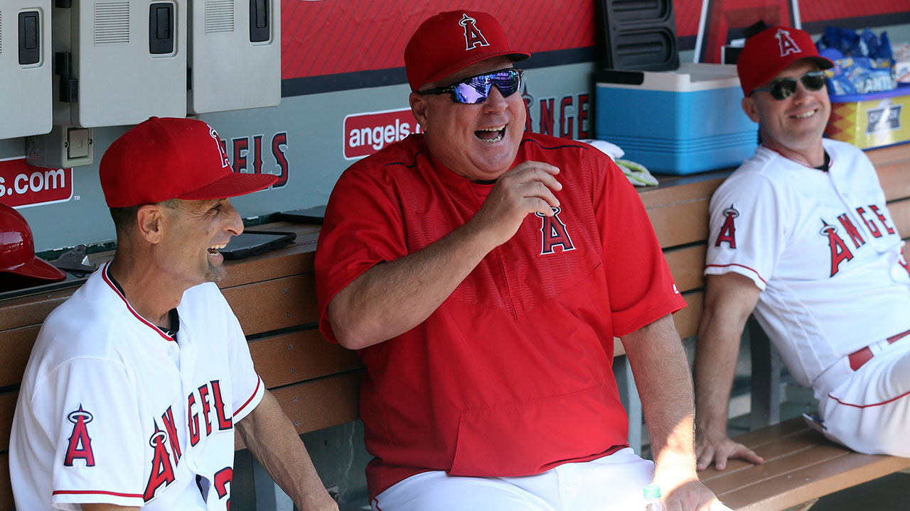 MLB-Angels-Scioscia-laughs-in-dugout