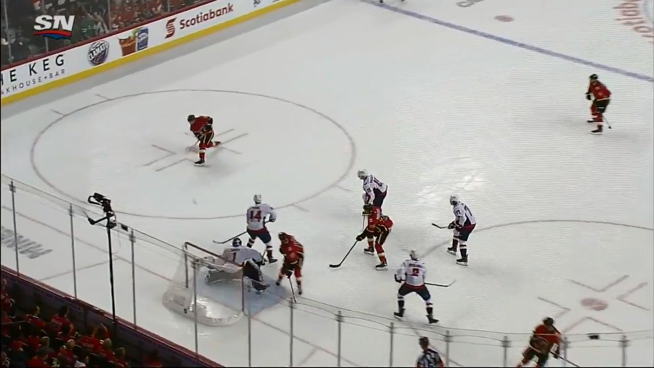 Flames' Lindholm gets his 7th on a nice Gaudreau f
