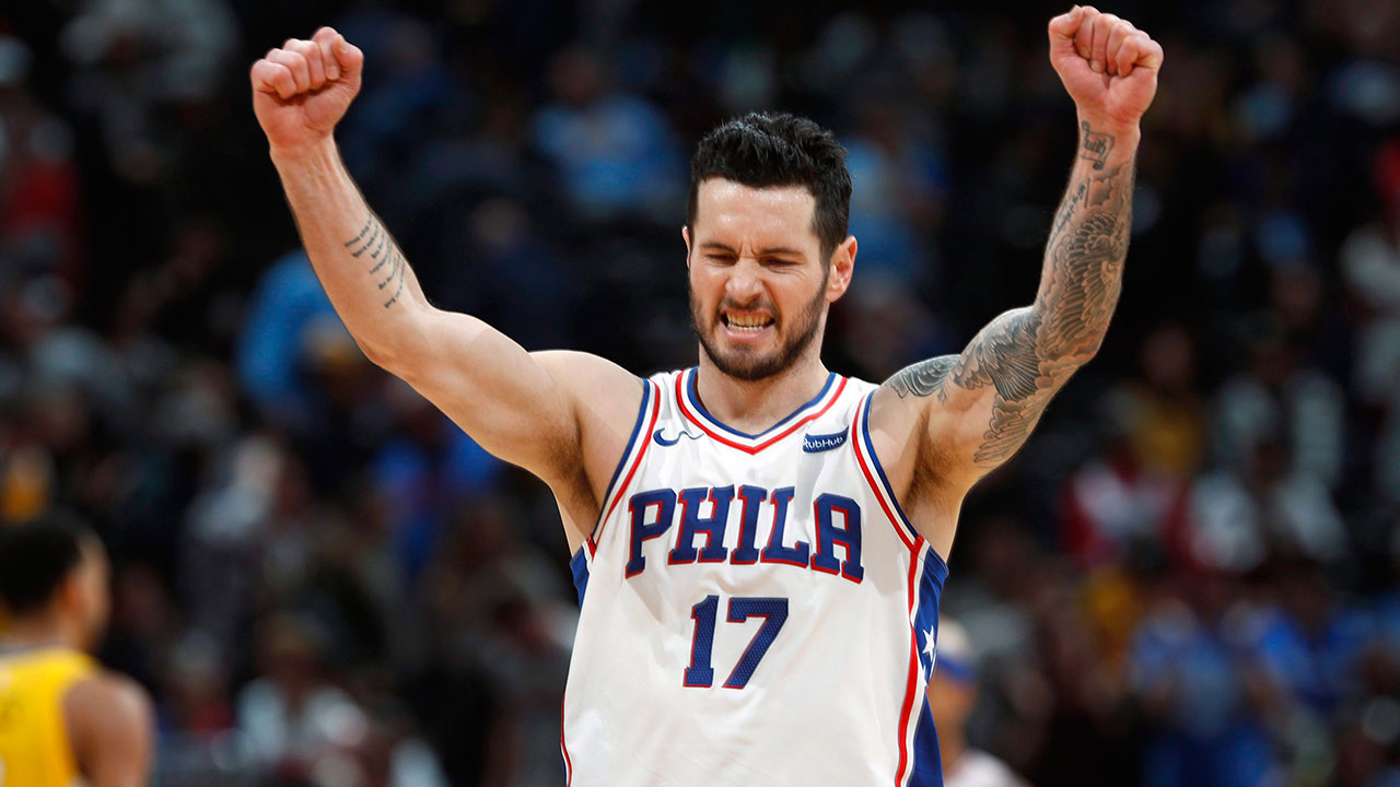 NBA-76ers-Redick-shoots-ball-against-Nuggets