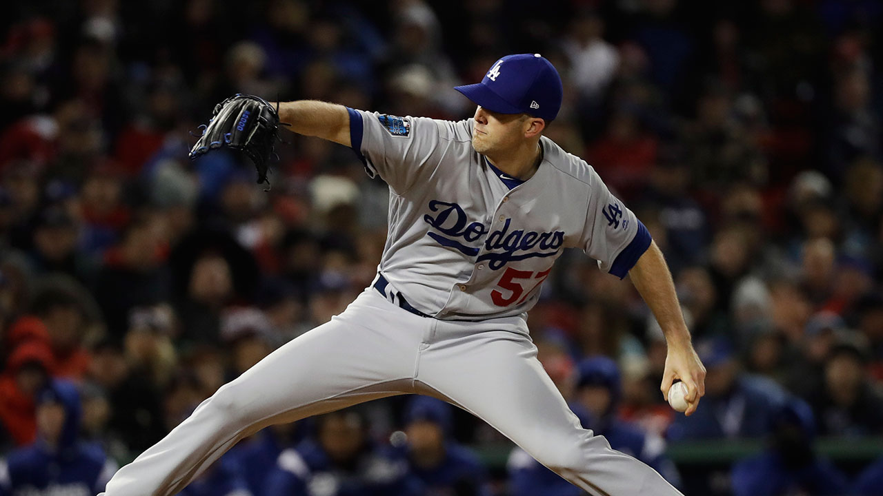 Los Angeles Dodgers pitcher Alex Wood throws against the Boston Red Sox. (David J. Phillip/AP)