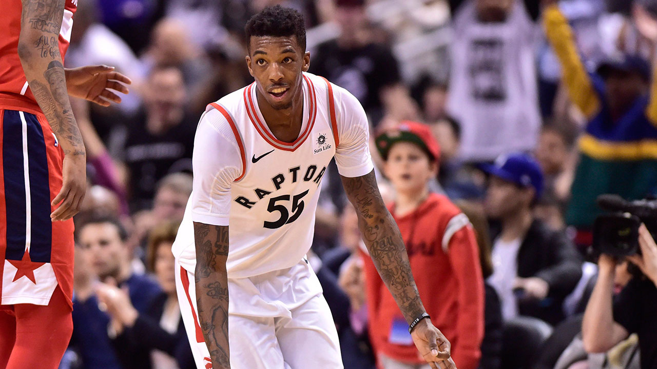 delon_wright_celebrates_making_a_three_pointer