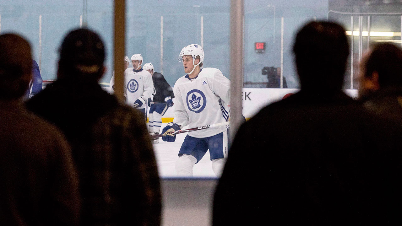 william-nylander-is-watched-during-a--toronto-maple-leafs-practice
