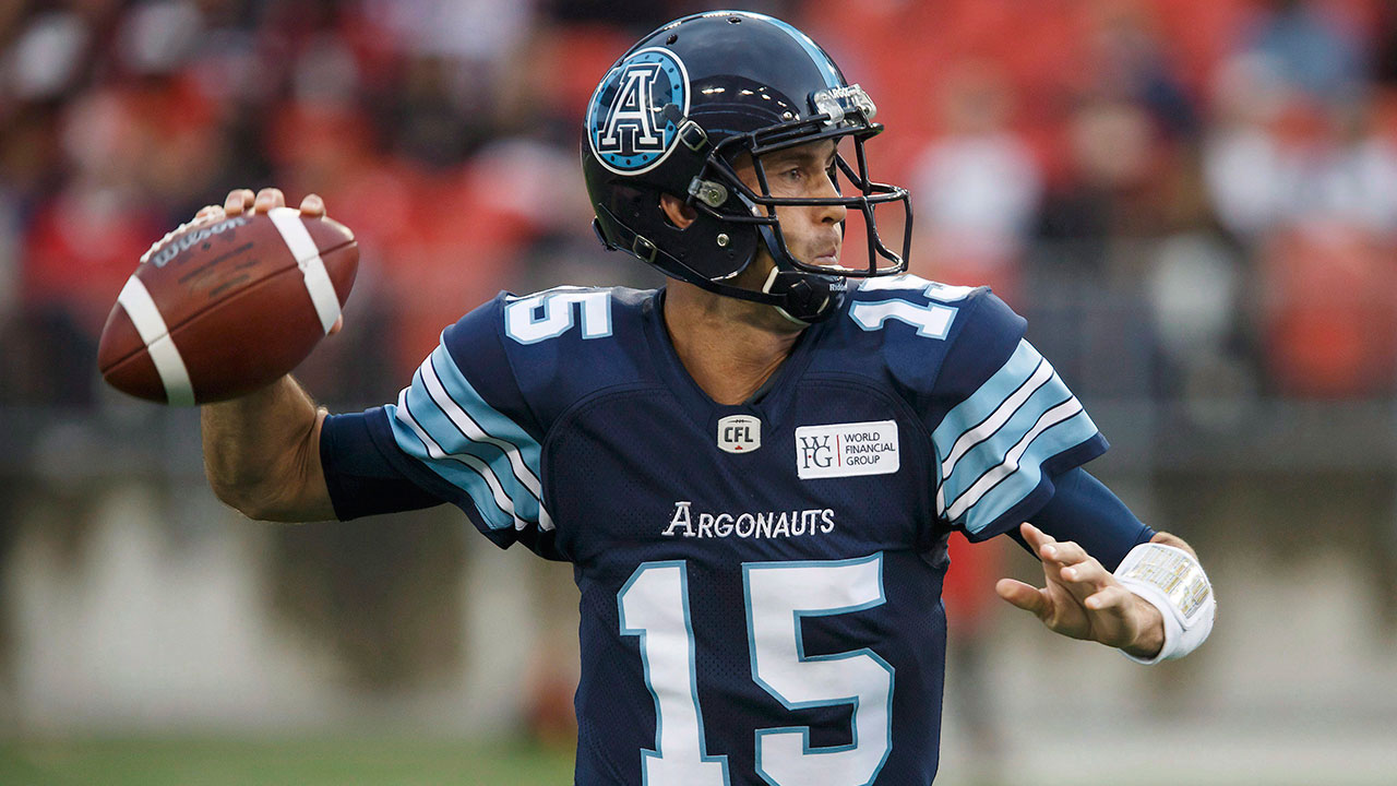 CFL-Argonauts-QB-Ricky-Ray-throws-against-Stampeders