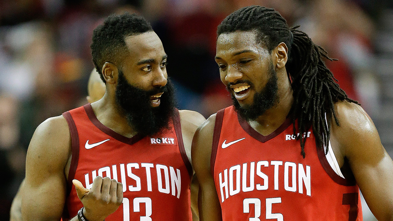 NBA-Rockets-Harden-talks-to-Faried