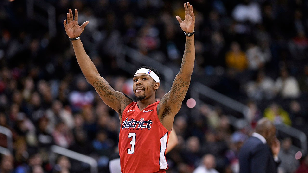 NBA-Wizards-Beal-celebrates-made-shot-against-Pacers
