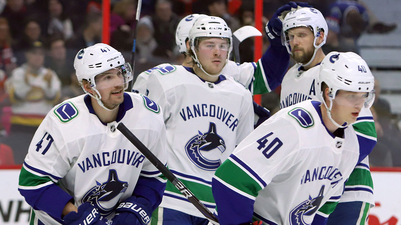 NHL-Canucks-skating-during-a-game