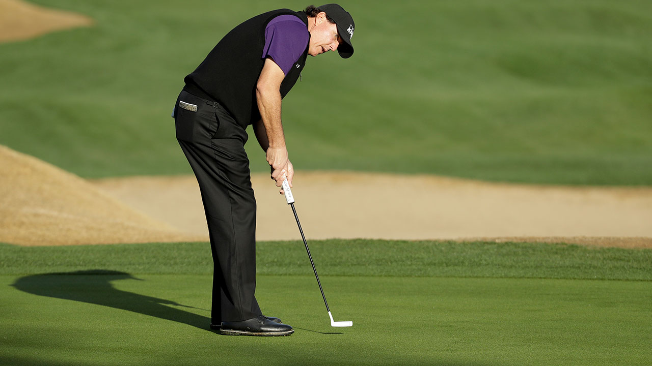 Phil Mickelson watches his putt on the 10th hole during the second round of the Desert Classic golf tournament on the Nicklaus Tournament Course at PGA West on Friday, Jan. 18, 2019, in La Quinta, Calif. (Chris Carlson/AP)