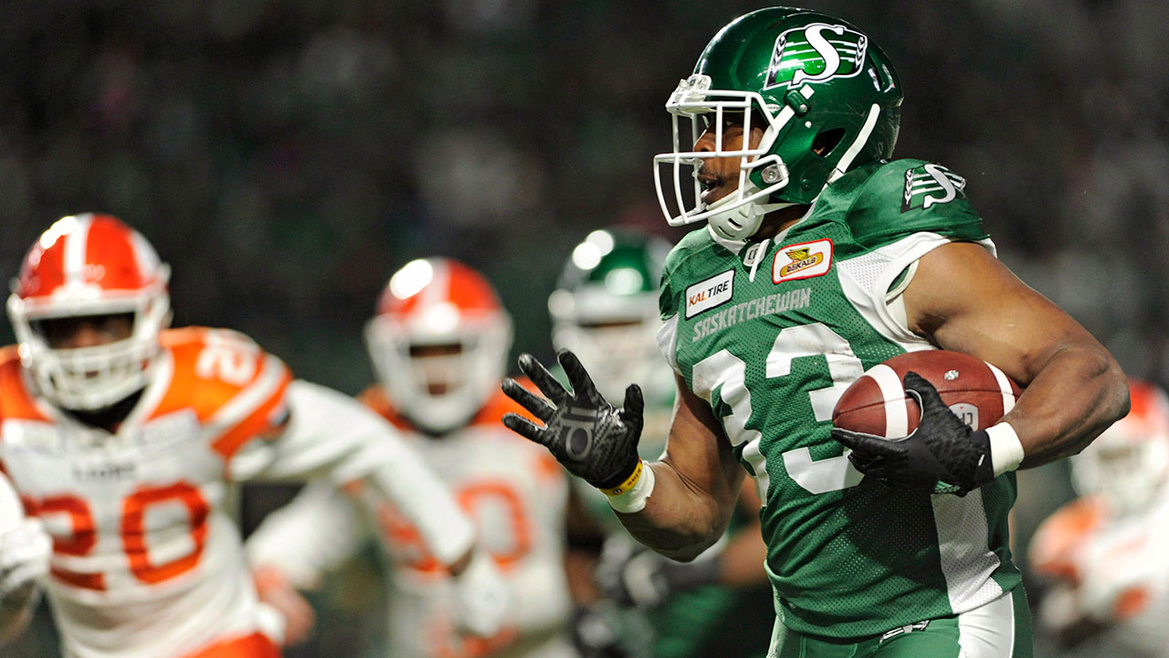 CFL-Roughriders-Marshall-runs-against-Lions