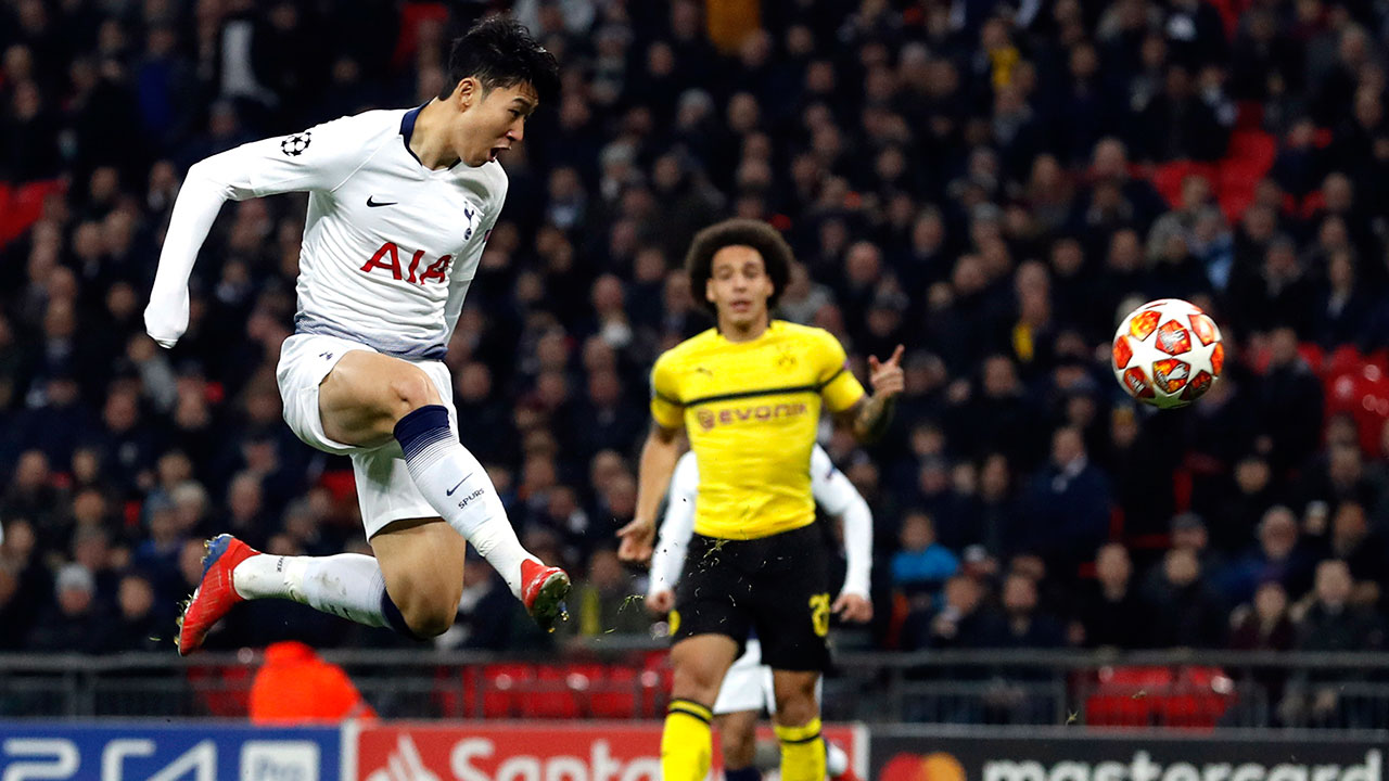 Soccer-Tottenham-Son-Heung-min-scores-goal-against-Dortmund