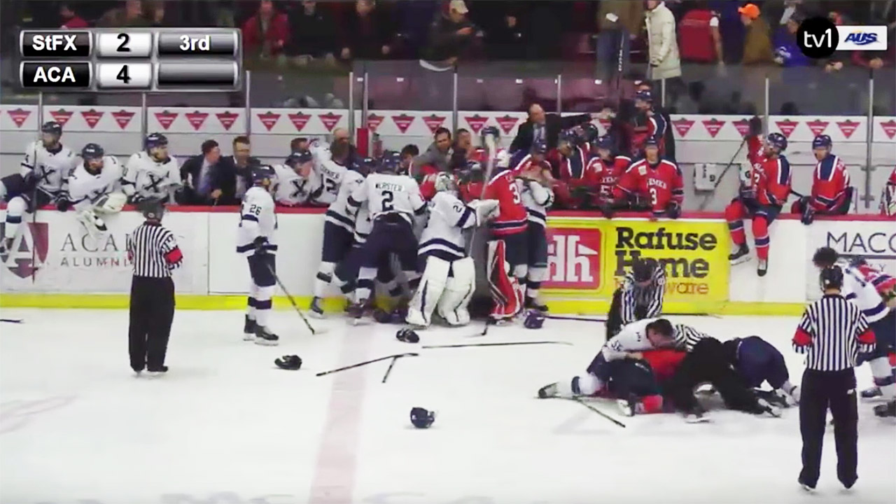 Hockey-brawl;-AUS;-U-Sports;-St.-Francis-Xavier;-Acadia