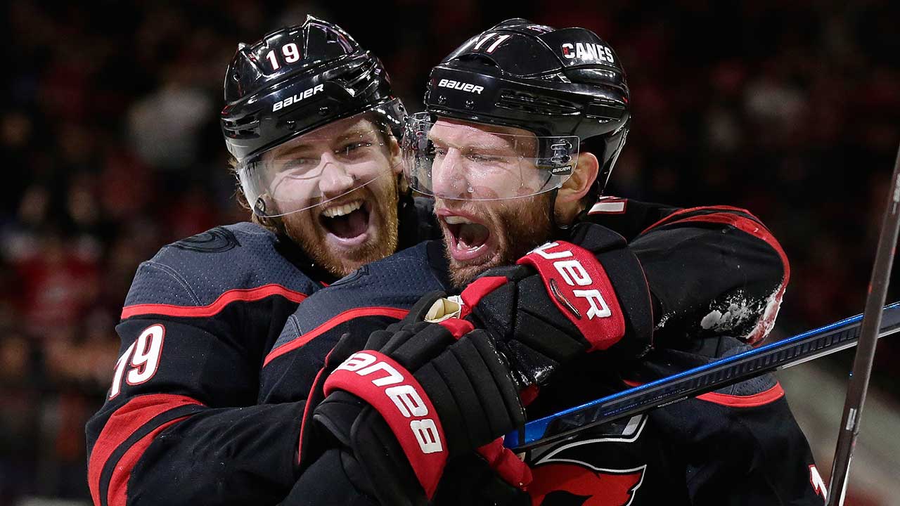 Aho's goal, assist lead surging Hurricanes past Bl