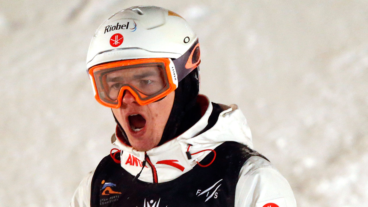 Mikael Kingsbury, of Canada, reacts after a race. (Rick Bowmer/AP)
