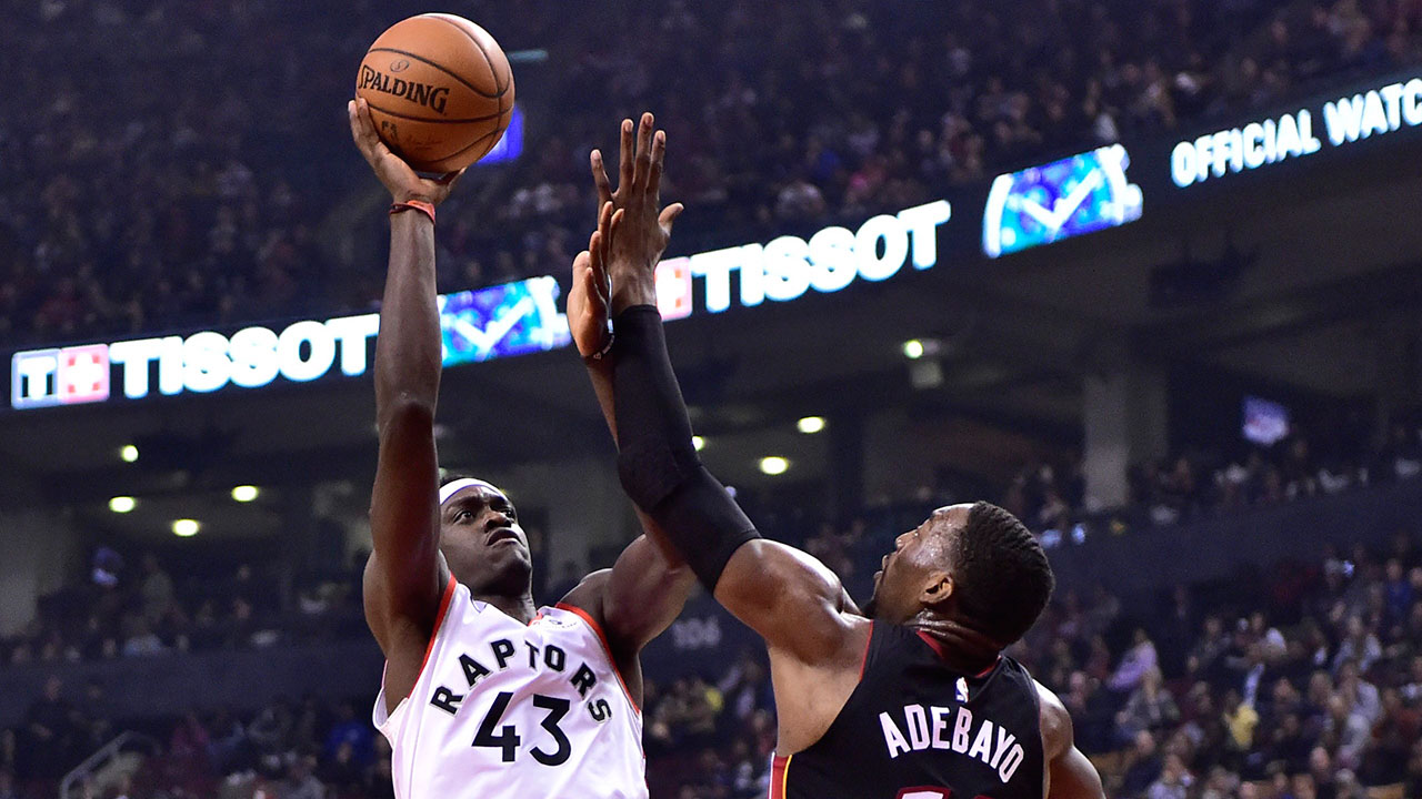 NBA-Raptors-Siakam-shoots-against-Heat