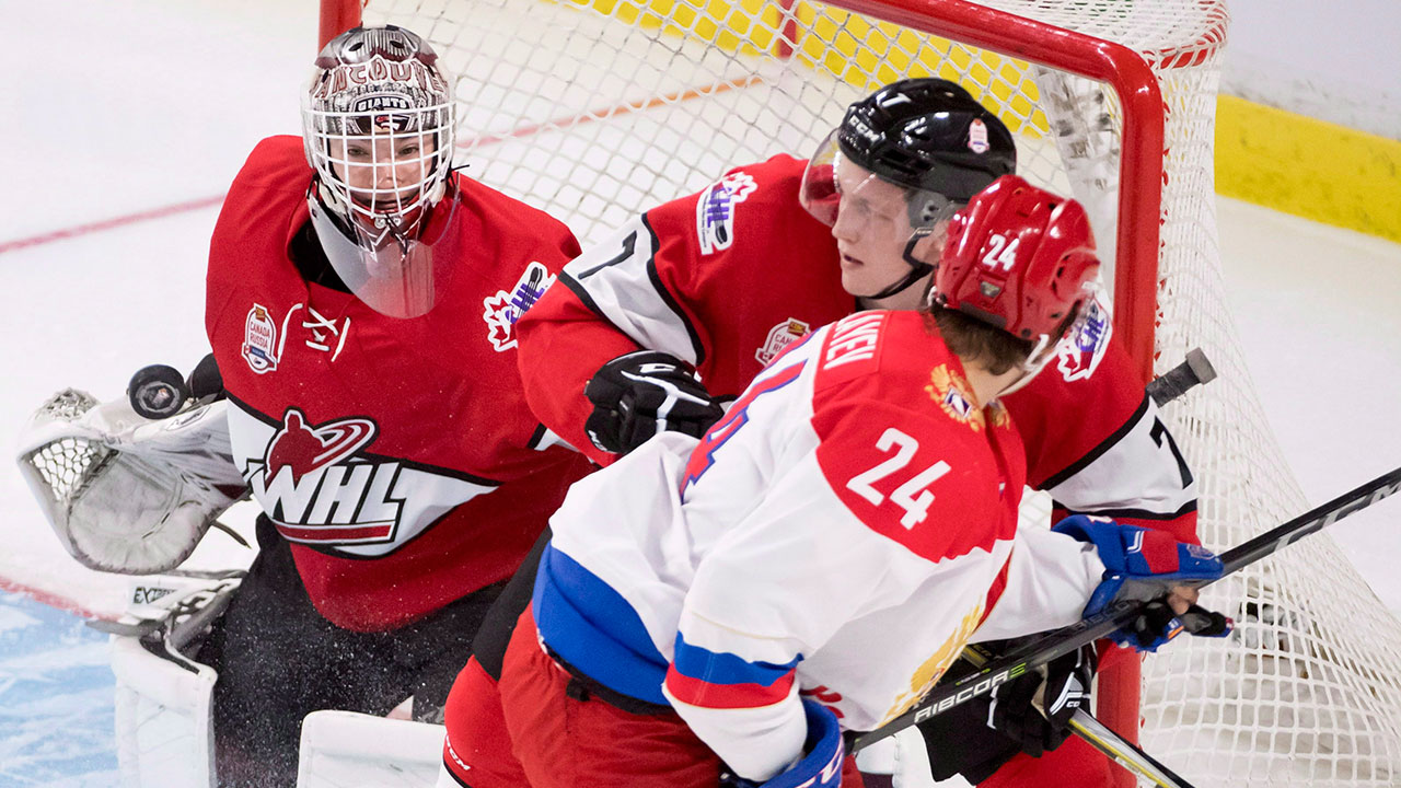 WHL-Walford-clears-puck-in-Canada-Russia-series