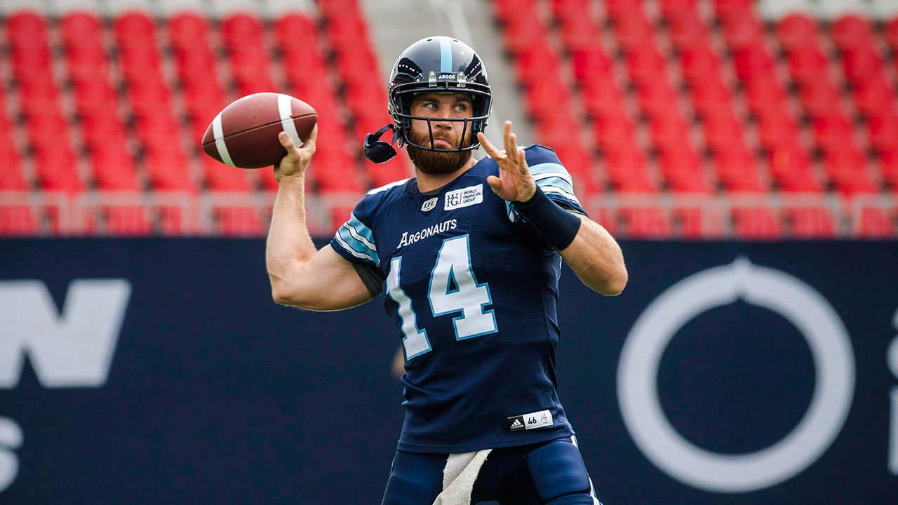 CFL-Argonauts-Bethel-Thompson-practices-throwing