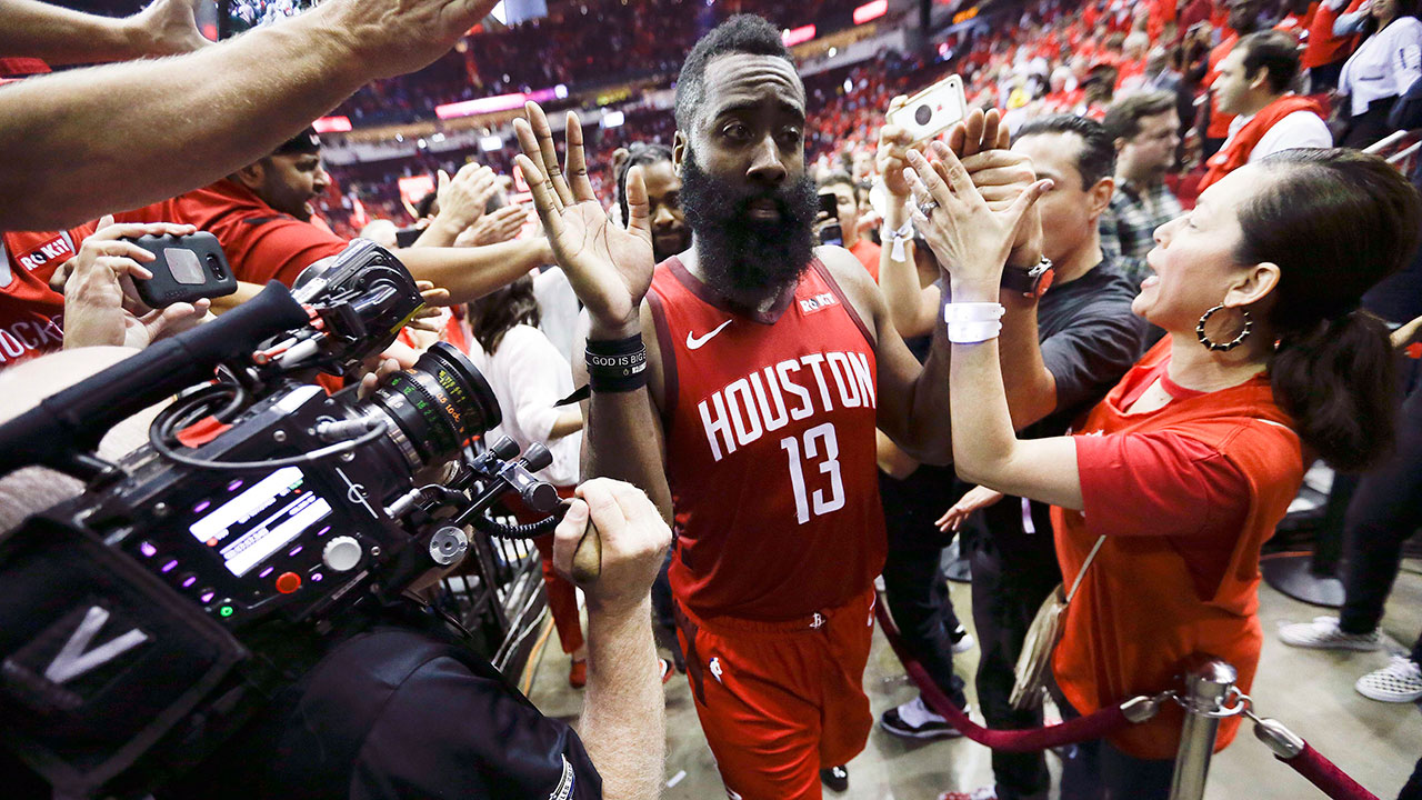 NBA-Rockets-Harden-celebrates-after-win