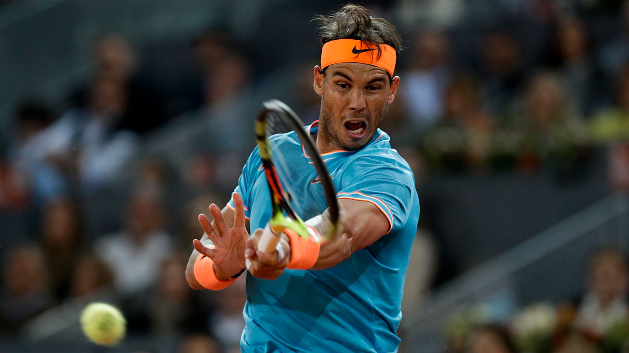 Tennis-ATP-Nadal-hits-shot-at-Madrid-Open
