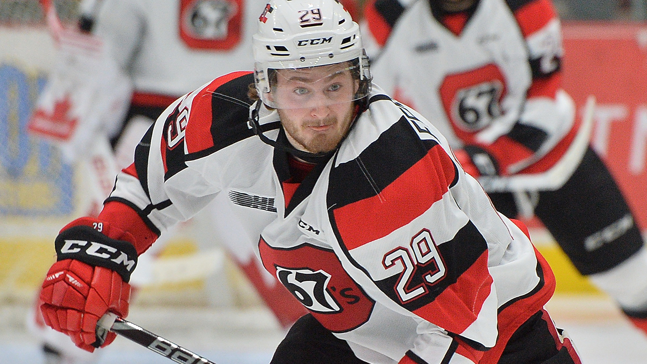 Tye Felhaber of the Ottawa 67's. (Photo by Terry Willson/OHL Images)