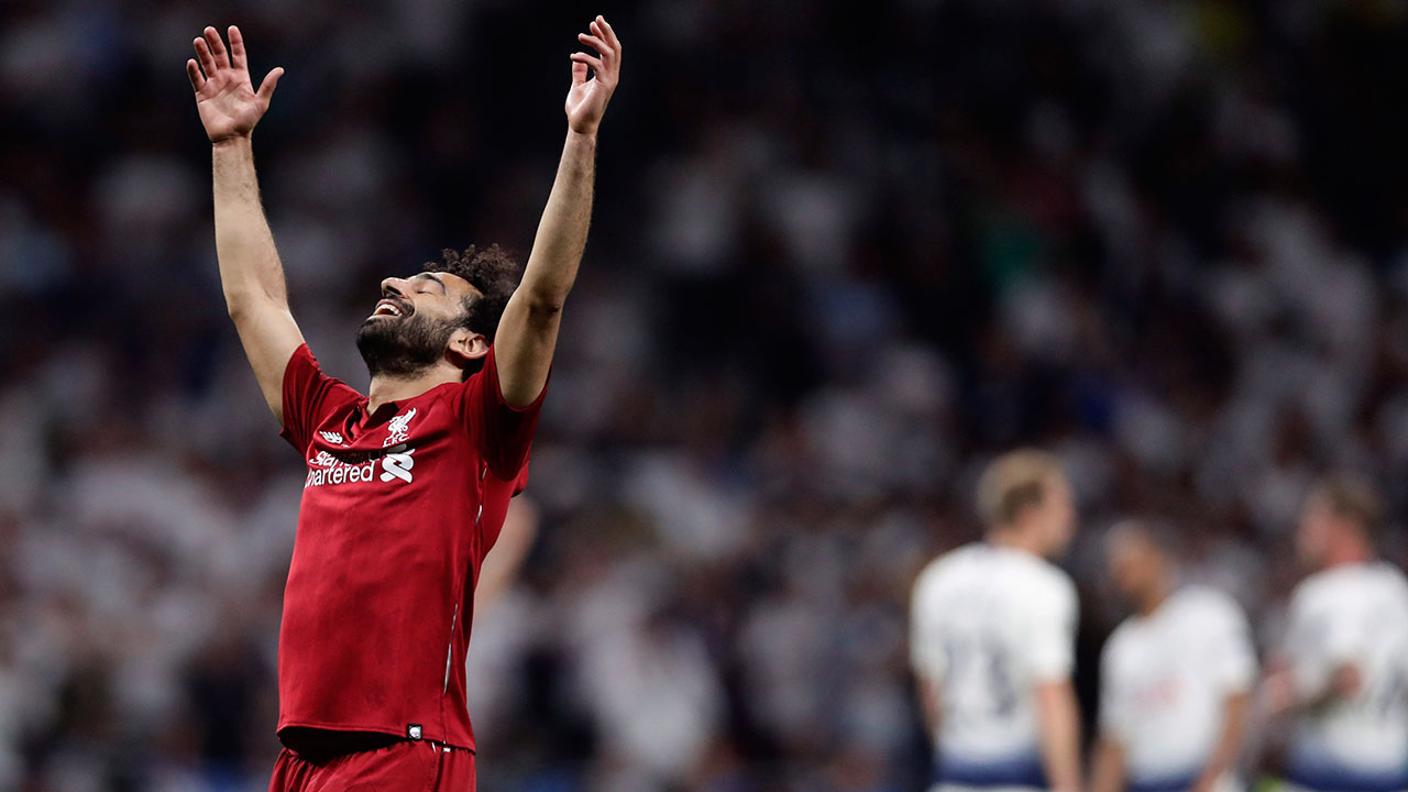 Soccer-Liverpool-Salah-celebrates-champions-league-win