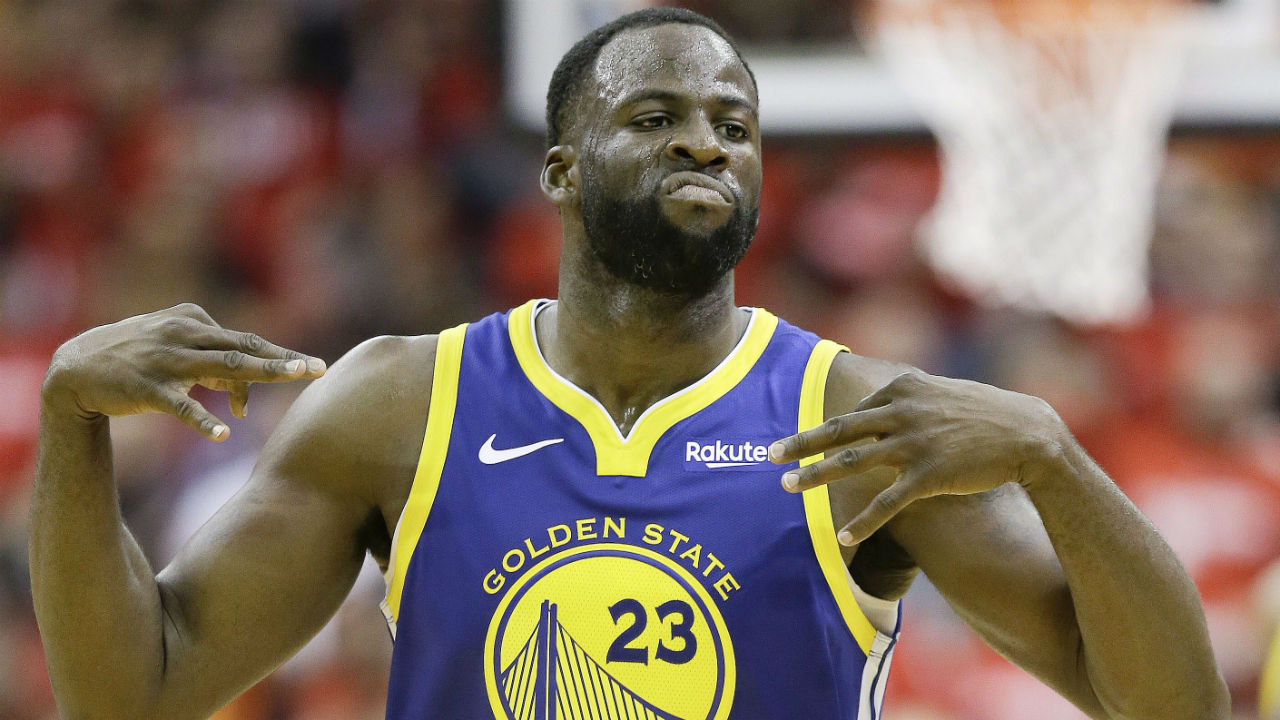 Golden-State-Warriors-forward-Draymond-Green-reacts-after-making-a-three-point-basket-during-the-second-half-of-Game-3-of-a-second-round-NBA-basketball-playoff-series-against-the-Houston-Rockets,-Saturday,-May-4,-2019,-in-Houston.-(Eric-Christian-Smith/AP)
