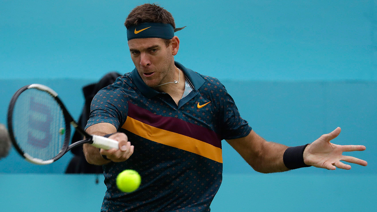 Juan Martin Del Potro of Argentina plays a return shot. (Kirsty Wigglesworth/AP)