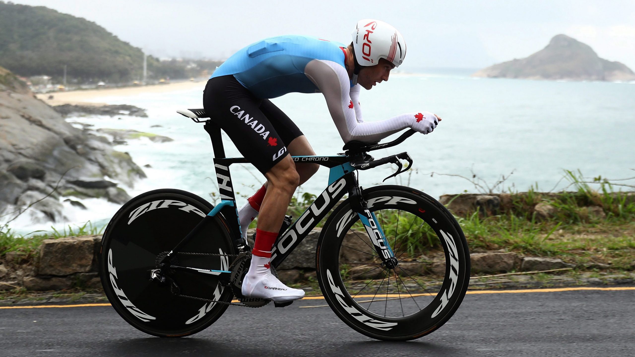 Hugo Houle, of Canada, competes in the men's individual time trial event at the 2016 Summer Olympics, in Rio de Janeiro, Brazil, Wednesday, Aug. 10, 2016. (Bryn Lennon/AP)